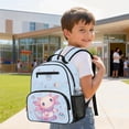 thumbnail image 4 of HUIACONG Blue Pink Axolotl 13.5 Inch Kids Backpack Water Repellent Multi Compartments Padded Adjustable Shoulder Straps Lightweight Durable School Bookbag for Girls Boys Primary Preschool, 4 of 7