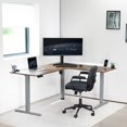 thumbnail image 4 of VIVO Vintage Brown / Gray Electric 63" x 55" Corner Desk, L-Shaped Workstation, 4 of 9