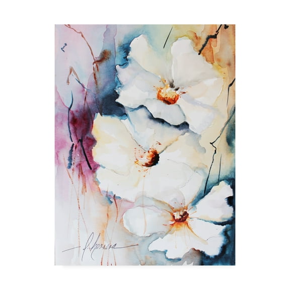 Trademark Fine Art 'Blooms Aquas I' Canvas Art by Leticia Herrera