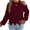 Wine, variant on Womens Fall Fashion Pullover Sweaters Distressed Ripped Hem Detail One Cold Shoulder Cutout Chest Pocket Long Sleeves Streetwear