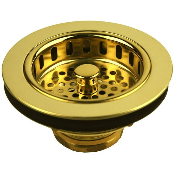 Solid Brass Duo Basket Strainer, for Kitchen Sinks (Polish Brass Finish)