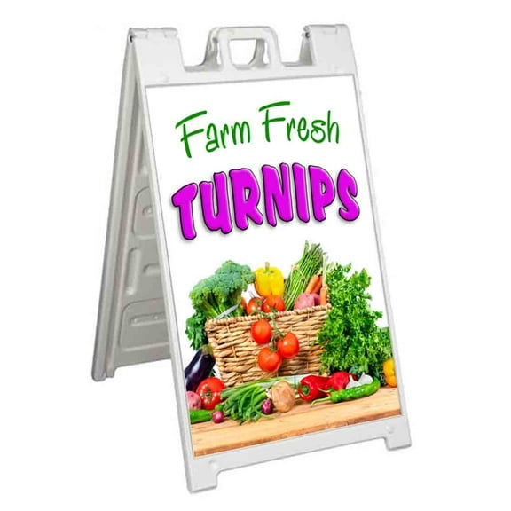 Farm Fresh Turnips (24" X 36") Standard A-Frame Signicade, Includes Decal Applied To Stand