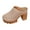 Khaki, variant on White Womens Casual Platform Slides Closed Toe Round Head Chunky Heel Summer Comfort Shoes Outdoor Dressy Slip-Ons