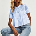 thumbnail image 5 of Guluxicc Women's Lace Shirts Loose Short Sleeve Mock Neck Basic Tops for Summer Casual Outfits, 5 of 6