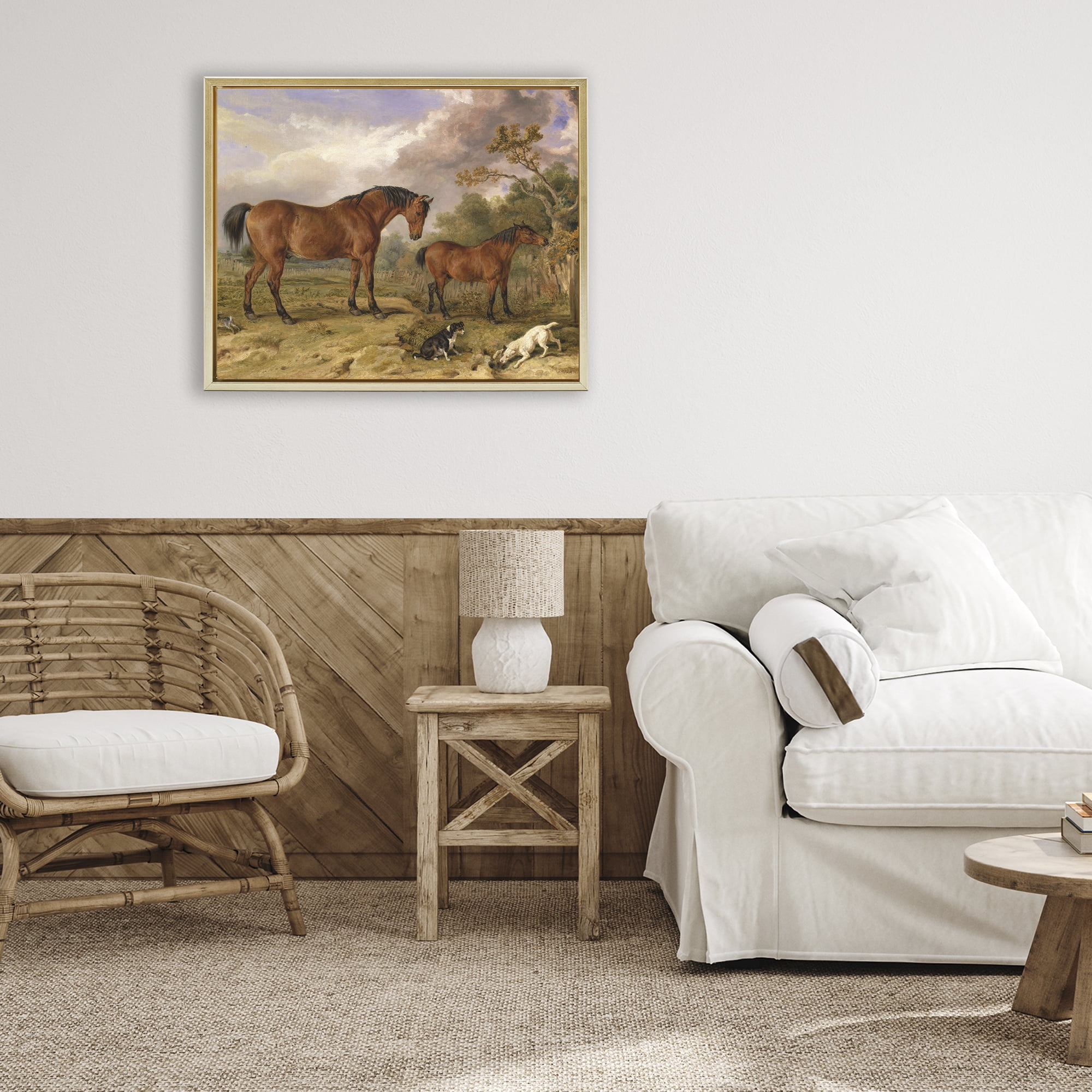 Stupell Industries Classic Portrait of Horses Gold Framed Floater Canvas Wall Art, design by Tina LeCour