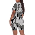 thumbnail image 3 of MSJUHEG Shorts For Women Workout Shorts Womens Camouflage Print Short Sleeve V Neck Two Piece Outfits Biker Shorts Set Womens Shorts Gray L, 3 of 7