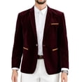 thumbnail image 5 of Hulanddfd Men's Velvet Blazer Jacket Slim Fit Sport Coat Button Front with Pockets for Business Office Wedding Party Daily Wear Outdoor Travel Streetwear, 5 of 6