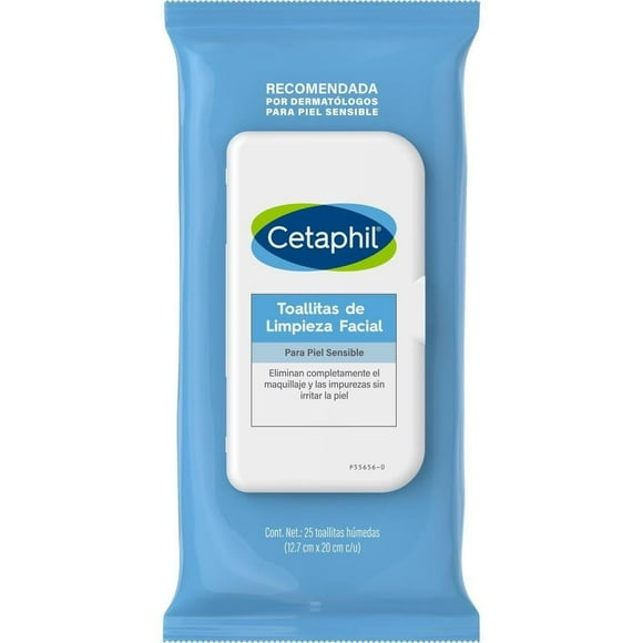 Toallitas húmedas Cetaphil de limpieza facial para piel sensible 25 pzas