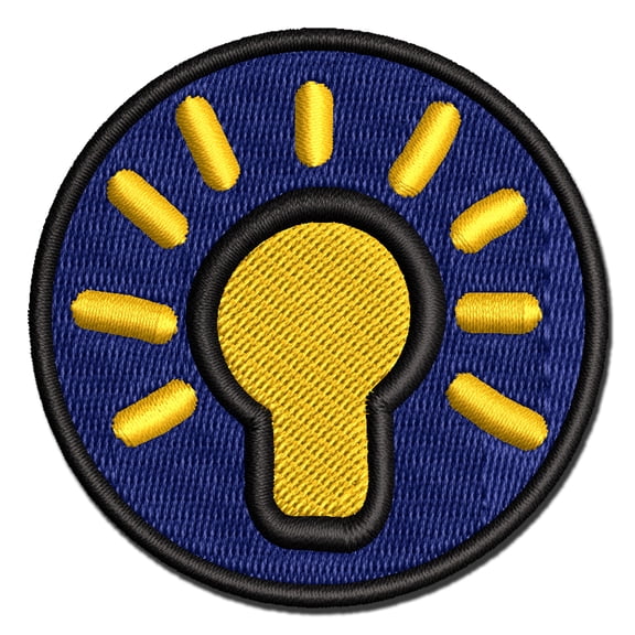 Light Bulb Idea Doodle Applique Multi-Color Embroidered Iron-On Patch - 2.5 Inch Small