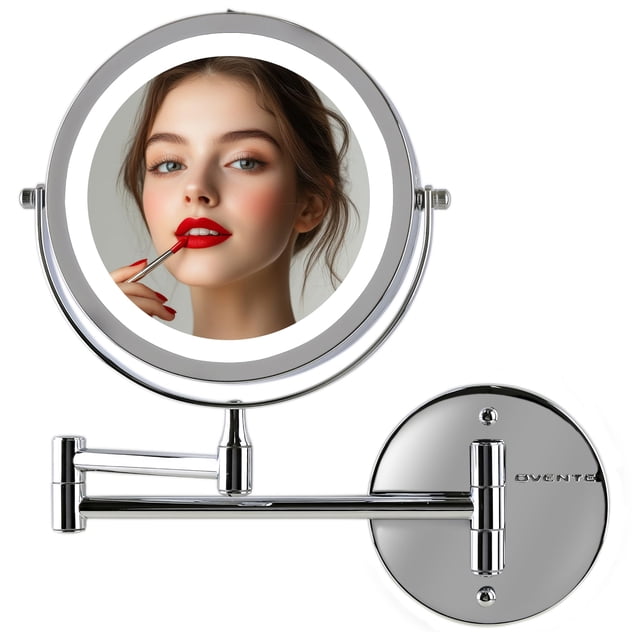 Espejo de maquillaje OVENTE 7, soporte de pared iluminado con aumento de 1X/10X
