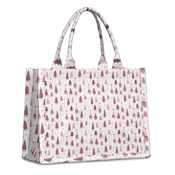Large Capacity Tote Bag,Pink Christmas Tree Pattern Handbag Fashion Luxury Tote Bag,15.7"x13"x 5.1" Inches,Laptop Compatible