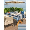 thumbnail image 6 of 54x80 Inch Outdoor Tablecloth with Umbrella Hole Zipper Rectangle Blue Grey Beige Striped Rectangular Tablecloths Outside Waterproof Farmhouse Vintage Stripe Patio Table Cloth Cover for Picnic Party, 6 of 8