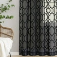 thumbnail image 2 of Junvictex Black Lace Sheer Curtains Rod Pocket for Living Room Geometric Sets Moroccan Window Treatment 52"Wx63"L,2 Panels, 2 of 5