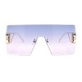 thumbnail image 2 of Womens Oversized Beveled Rimless Rectangle Mono Lens Sunglasses Gold Purple Pink, 2 of 4