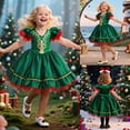 thumbnail image 2 of PMVFHDE Robes Filles Enfant Filles Manches Courtes Noël Broderie Robe de Concours Robe de Fête Robes pour Occasions Festives Vert Foncé,5-6 Ans, 2 of 9