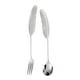 thumbnail image 2 of Advancent Juego de tenedores de acero inoxidable de 2 piezas con mango en forma de pluma, imprescindible para mochileros, tenedor de titanio Mostrada Plata, 2 of 6
