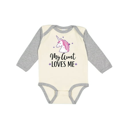 

Inktastic My Aunt Loves Me Unicorn Gift Baby Girl Long Sleeve Bodysuit