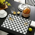 thumbnail image 4 of Gray and White Checkerboard Checkered Pattern Summer Placemats Table Placemats Set Of 4-Linen Kitchen Washable Placemats Table Mats 11.8"x17.7" Non-Slip Heat Resistant, 4 of 6