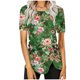 thumbnail image 1 of Blusas de Manga Corta para las Mujeres Botón Impreso Cuello Redondo Top Casual, Blusas para las Mujeres Casual, 1 of 5