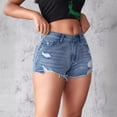 thumbnail image 4 of LYMAYTER Jean Shorts Women Hole Denim Shorts Hem Tear Shorts Individuality Pockets Jean Shorts for S-2XL, 4 of 10