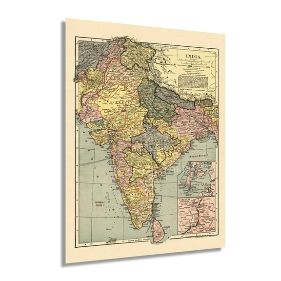HISTORIX 1903 Map of India Vintage Poster Wall Art Print, 18 x 24 Inch