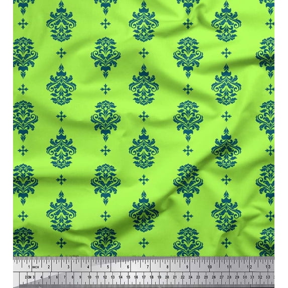 Soimoi Polyester Crepe Fabric Filigree Damask Printed Craft Fabric by The Yard 42 Inch Wide