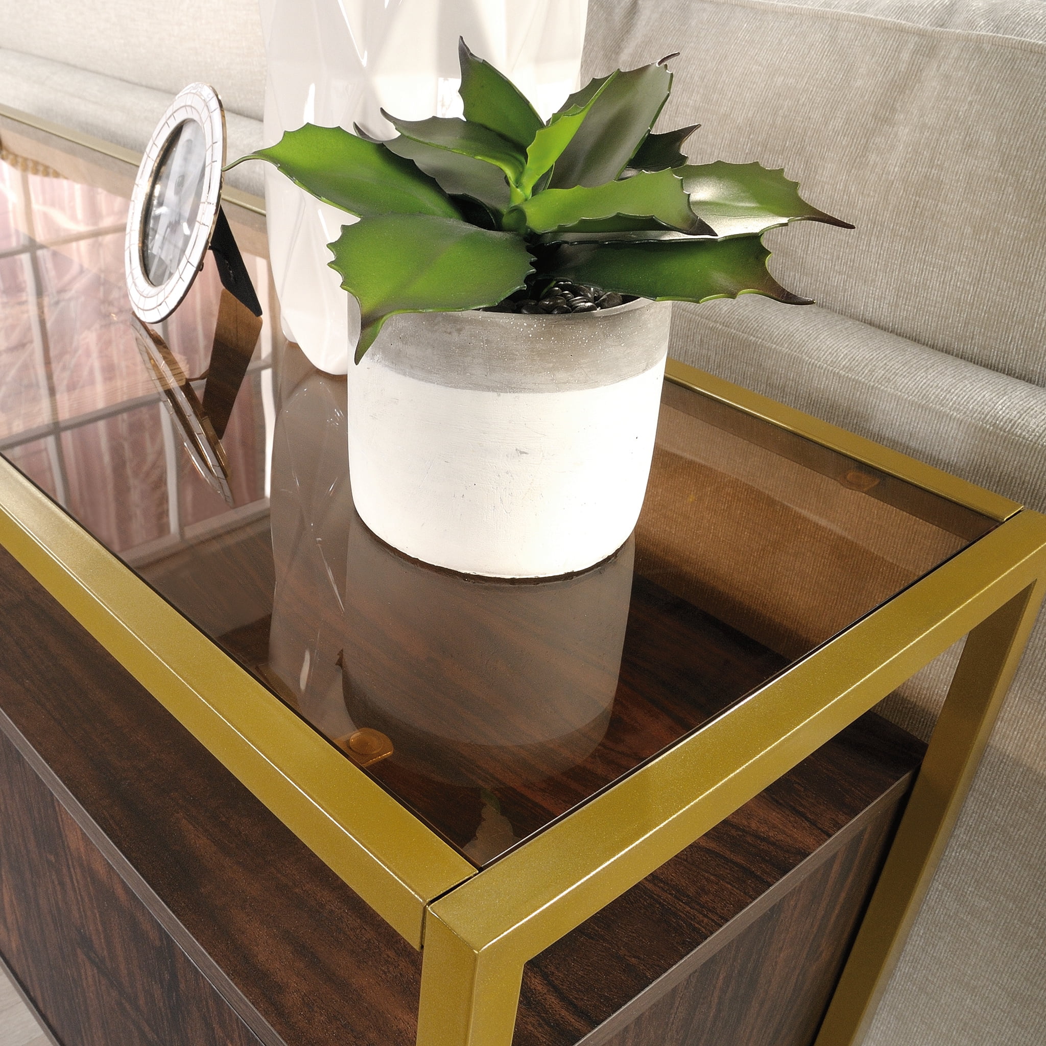 Sauder Curiod Accent Storage, Rich Walnut Finish