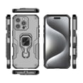 thumbnail image 3 of Phone Case for iPhone 15 Pro with 360° Rotating Ring Holder Stand, Hybrid Shockproof Cover for iPhone 15 Pro, Luxury Slim Fit Lightweight Drop Protective Rugged for Women Men, Gray, 3 of 8