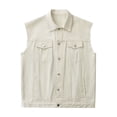 thumbnail image 1 of LOVZFMLL Jackets for Men's Solid Color Motorcycle Turndown Collar Denim Punk Sleeveless, 1 of 3