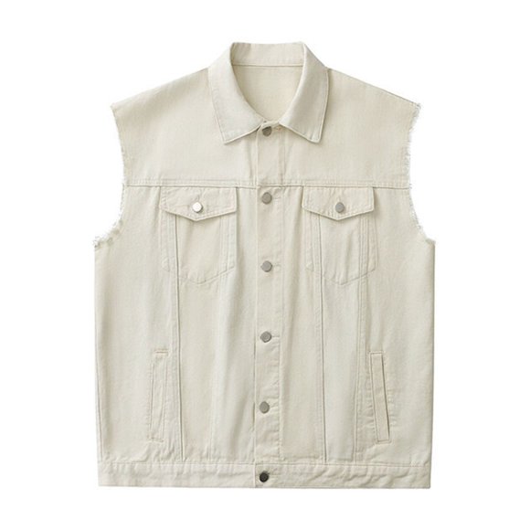 Men's Denim Motorcycle Vest with Turndown Collar, Punk Style Design for Edgy Fashion, Sleeveless for Easy Layering, Suitable for Casual and Rock-Inspired Looks