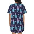 thumbnail image 3 of Naloa Silhouette Cats Women's Short-Sleeved Pajama Set, Loungewear, Summer pajamas, Breathable Cozy - Medium, 3 of 9