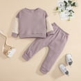 thumbnail image 2 of Coerni Toddler Baby Boys Girls Long Sleeve Patchwork Sweatshirt Tops Solid Pants Outfit Set 2PCS Fall Winter Clothes, 2 of 8