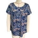 thumbnail image 1 of Blusa informal de verano de manga corta para mujer para uso diario, talla S, blusa plisada estampada azul con botones delanteros, 1 of 2