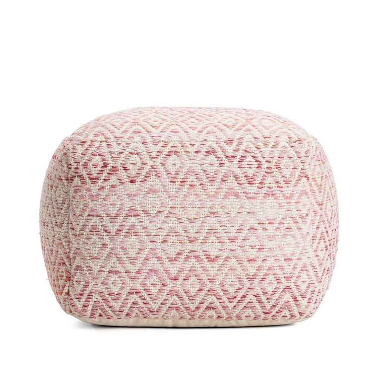 Chero Distressed Diamond 22 Square Pouf Ottoman - Walmart.com
