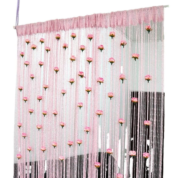 Matsuzay Moscas alejadas con elegantes mosquiteras de hilo rosa. Mosquiteras para mantener alejadas a las moscas. Cortina mosquitera. Decoración del hogar A 1x2 m