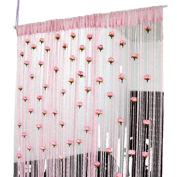 Matsuzay Moscas alejadas con elegantes mosquiteras de hilo rosa. Mosquiteras para mantener alejadas a las moscas. Cortina mosquitera. Decoración del hogar A 1x2 m