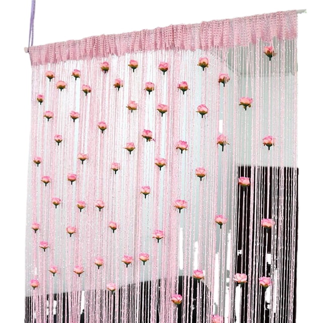 Bearachild Elegante cortina de puerta de hilo rosa para una elegante decoración del hogar. Cortina de privacidad para la puerta. Cortina Decoración del hogar A 1x2 m