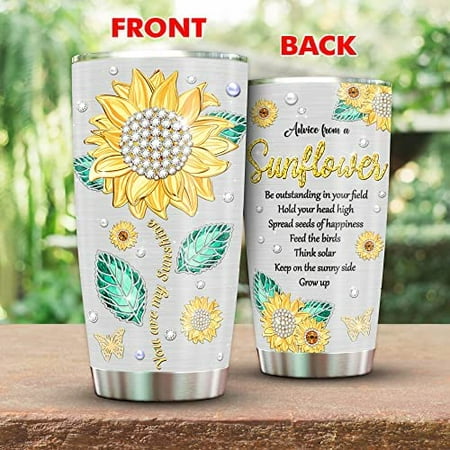 

Athenstics Sunflower Tumbler with Lid- Classy Mug Novelty 20 oz Great Gift for Birthday Christmas Housewarming Halloween for Women (Sunflower)