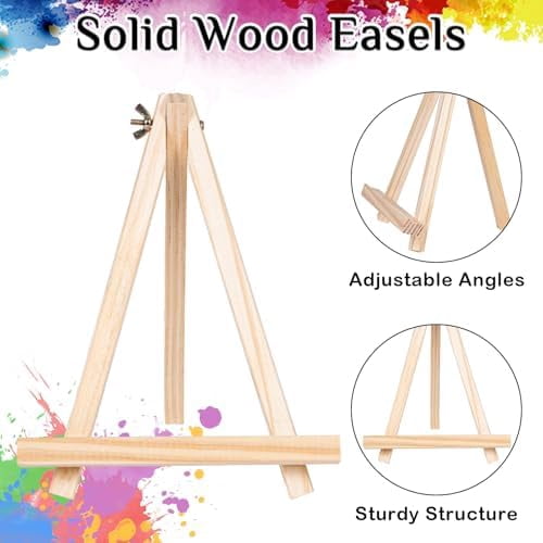 10 Pack 8 x 10In Canvas Boards and Easel Set Sip and Paint Kit for Adults Teens with Acrylic Paint 50 Brushes Art Painting Drawing Party Supplies$$Art & Craft