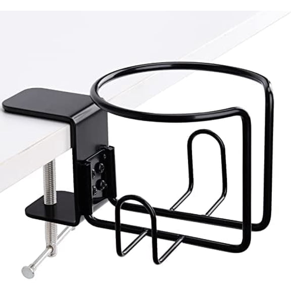 Take Your Drink Anywhere! Clip-On Cup Holder for Tables, Chairs & Desks - 360° Adjustable Mount, Anti-Spill Design for Lawn Chair, Bedside & Office