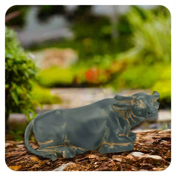 ICERUN Garden Statues,Lying Buffalo Sculpture Resin Animals,Eco Friendly Resin Garden Decor for Outside,Style1