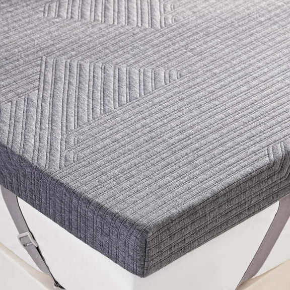 3 inch Extra Firm Memory Foam Mattress Topper Queen Size for Big Guys, Supportive Mattress Pad for Back Pain Relief, Firm Foam Bed Topper with Senior Grey Cover, CertiPUR-US Certified