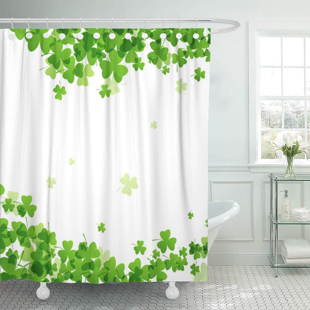 Irish Flag & Three-Leaf Clover Bath Waterproof Mildew Shower Curtain & 12 Hooks 