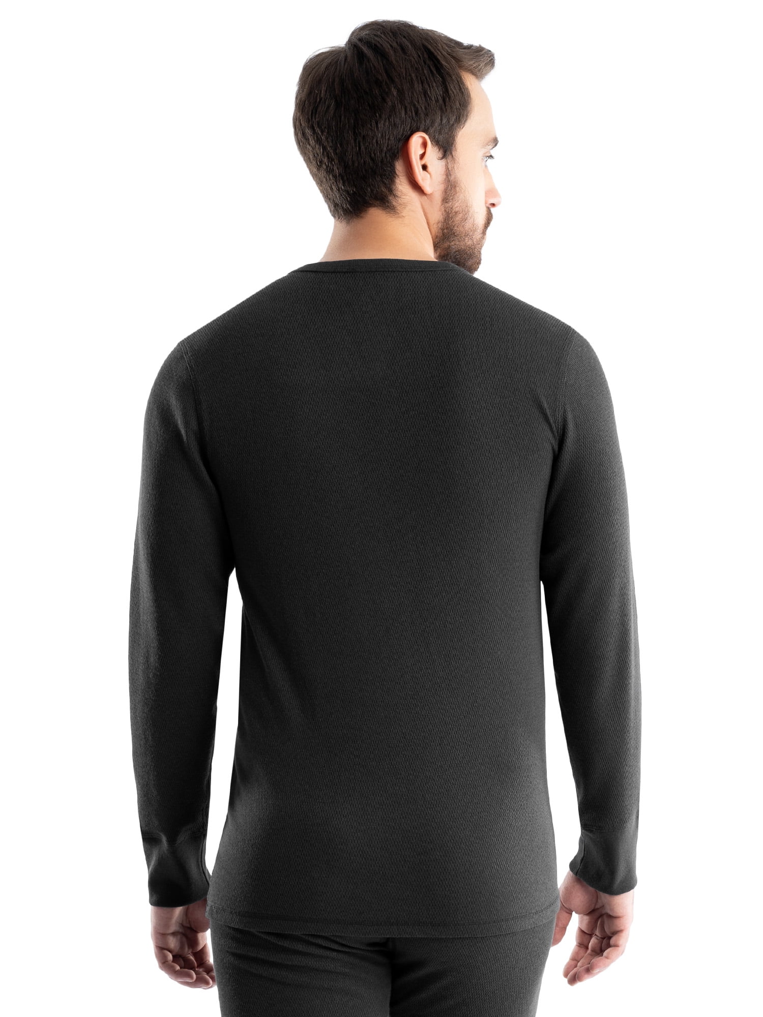 (3 pack) Realtree Men's Cotton Base Layer Thermal Shirt, Black, L