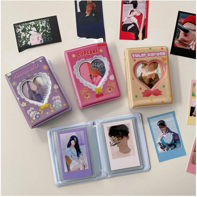 DanceeMangoos 3 Inch Kawaii Kpop Photocard Binder Cute Mini Idol Photo Album  Photocard Holder Aesthetic Card Binder, Photocard Sleeves 40 Pockets (Pink)  