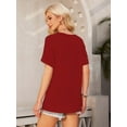 thumbnail image 3 of Women's V-Neck Tee Summer Tshirts Casual Short Sleeve Tops Loose Blouse Fit Tunic Soft, 3 of 5