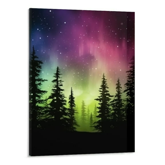 Creowell  Northern Light Canvas Prints Wall Art Green Aurora Borealis Fastancy Scenery Picturs Painting Modern Stretched & Framed Canvas Painting for Home Wall Office Decor 16x20 Inch