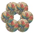 thumbnail image 3 of 6 Pcs Drink Coasters with Holder 3.94in Woven Coasters for Drinks Colorful Beautiful Parrots Coaster Set for Protection Table, 3 of 7