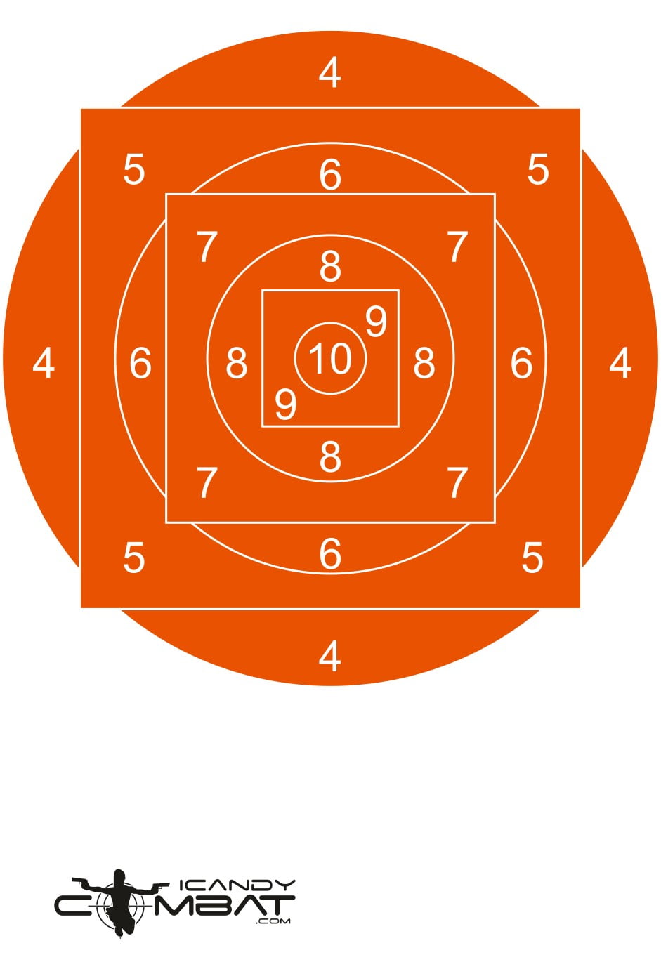 orange hand gun targets scoring zone target for shooting range