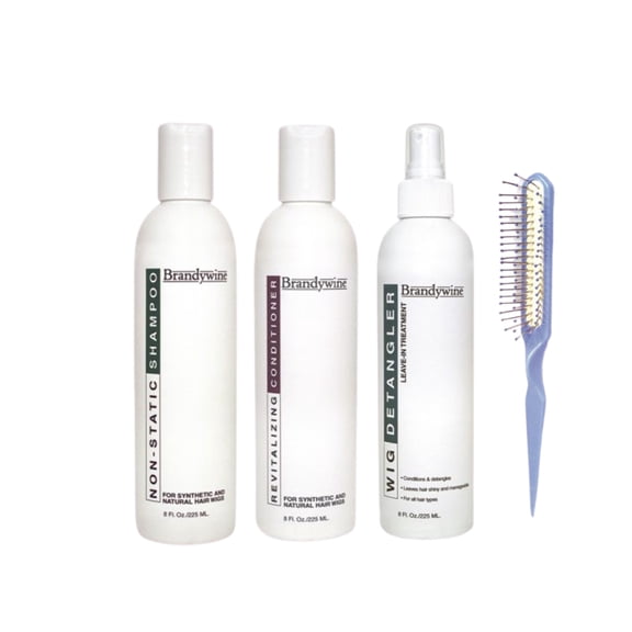 Brandywine 8oz Shampoo, Conditioner, Detangler and Wig Brush Kit